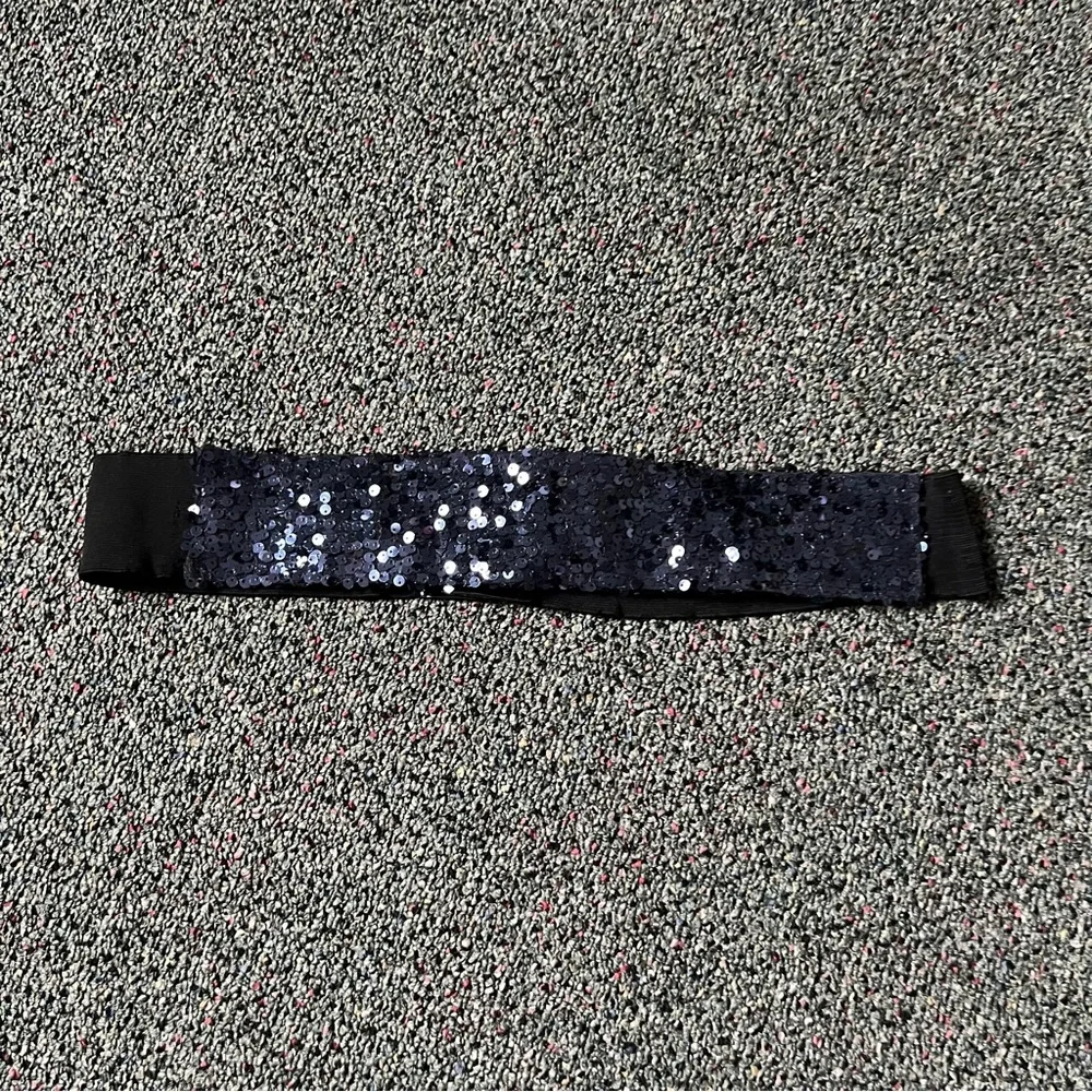 Navy Blue Sequin Shiny Bejeweled Thick Chunky Elastic Stretch Comfy Belt Accesso
